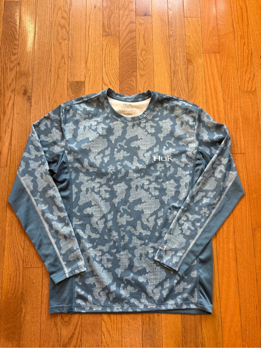 New Huk Icon X Running Lakes Long Sleeve Tee Mens S Blue Fishing
